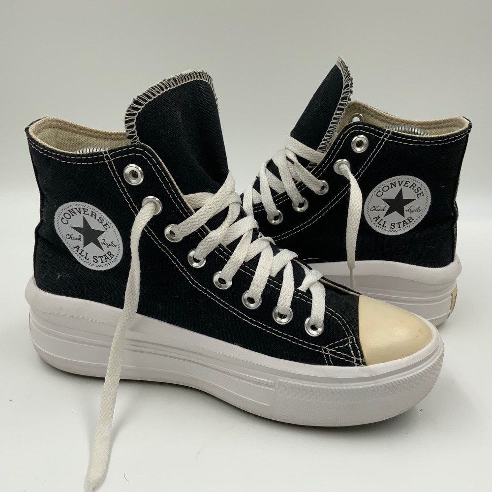 Converse Chuck Taylor All Star Move Platform High Top Black White Women  7.5